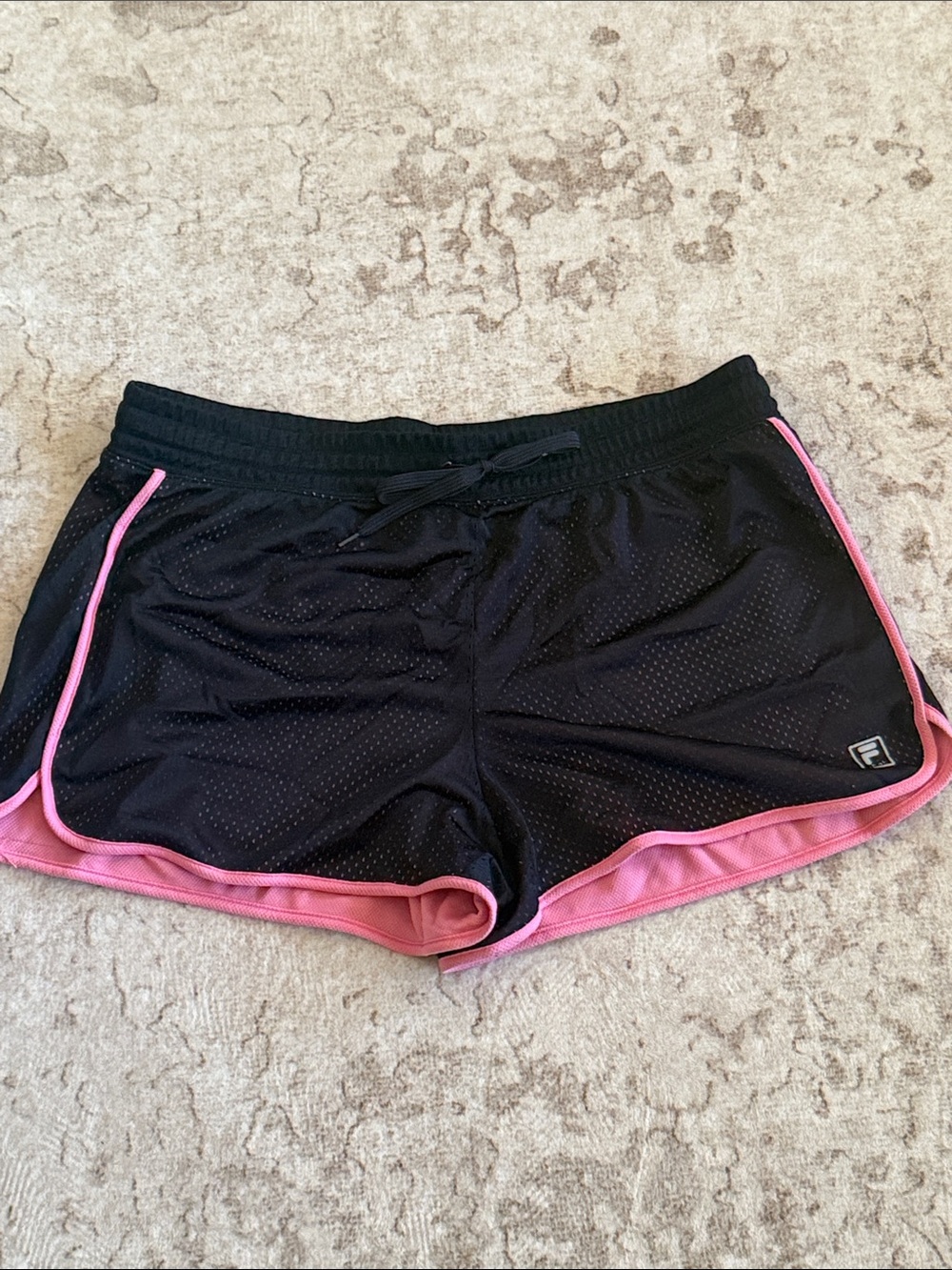 Fila Black Athletic Shorts with Pink Trim